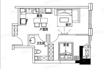 西安,西安家裝,西安家裝設(shè)計(jì),西安小戶(hù)型設(shè)計(jì)公司,裝修方案戶(hù)型：1室1廳1衛(wèi)